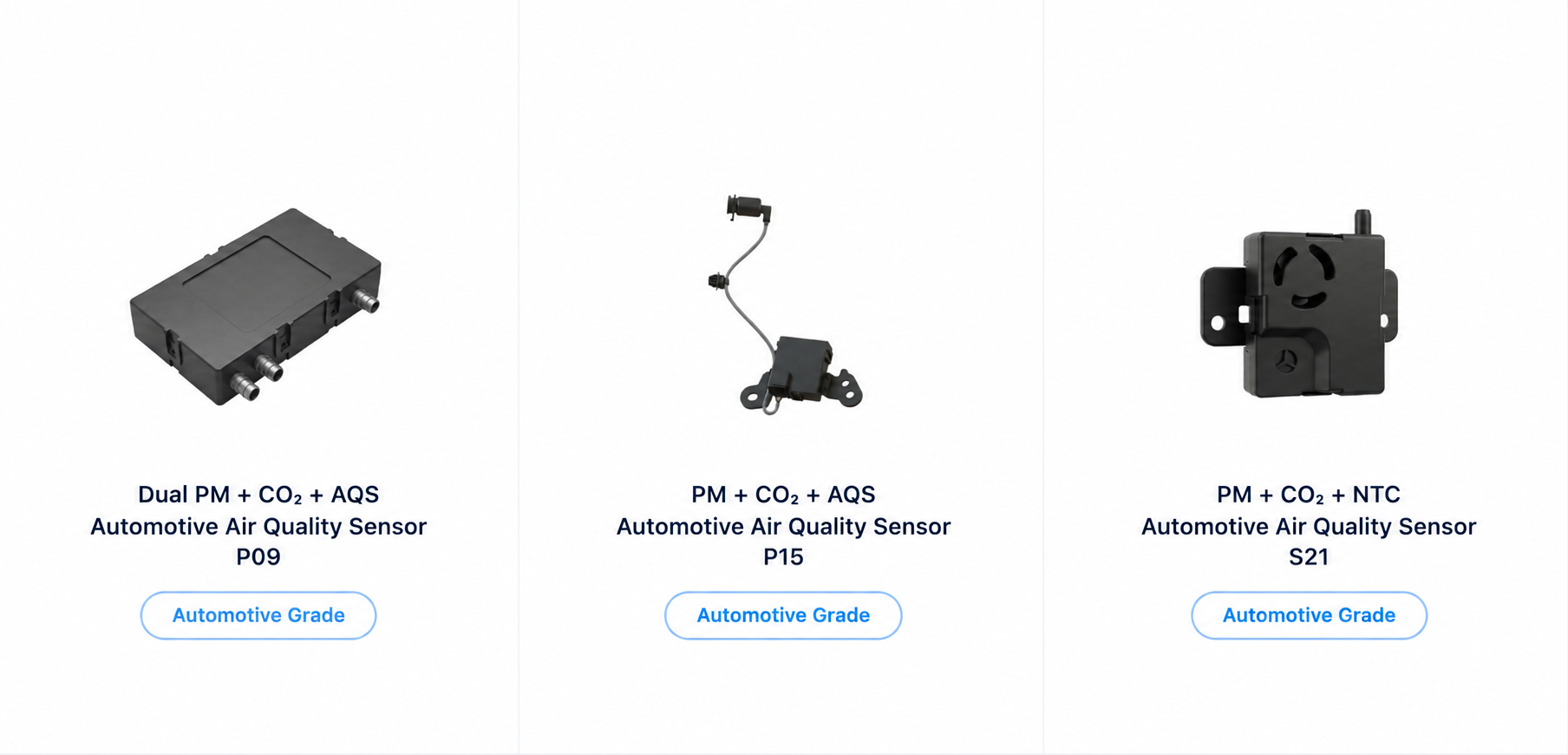 MAXMAC P09, P15 and S21 automotive multi-in-one air quality sensor modules