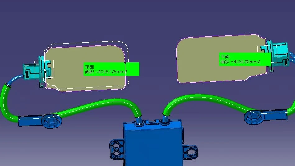 Original engineering view of one negative ion module connected to two extended remote emitter heads