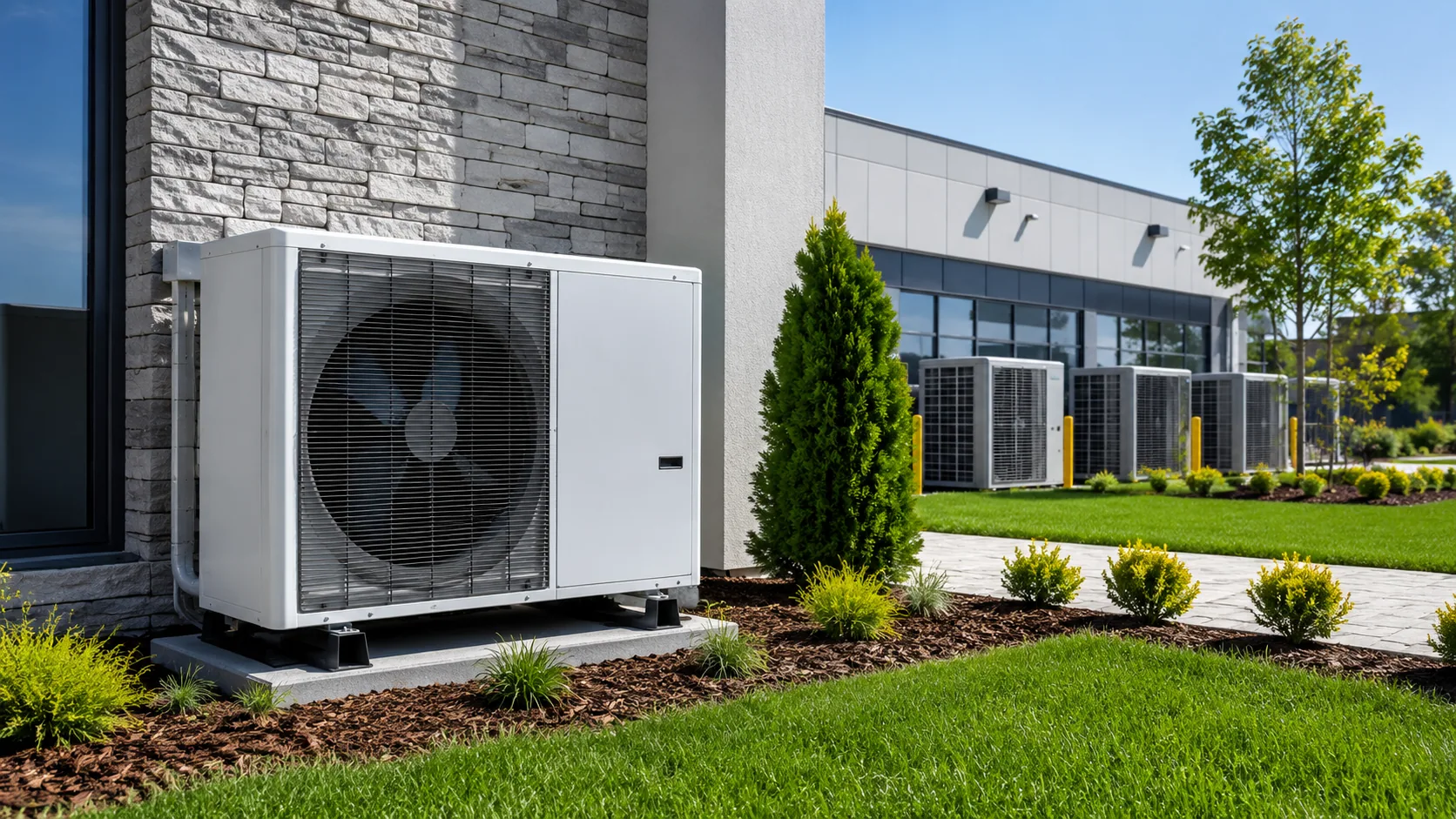 R290 monobloc air-source heat pump with outdoor refrigerant circuit and indoor water loop