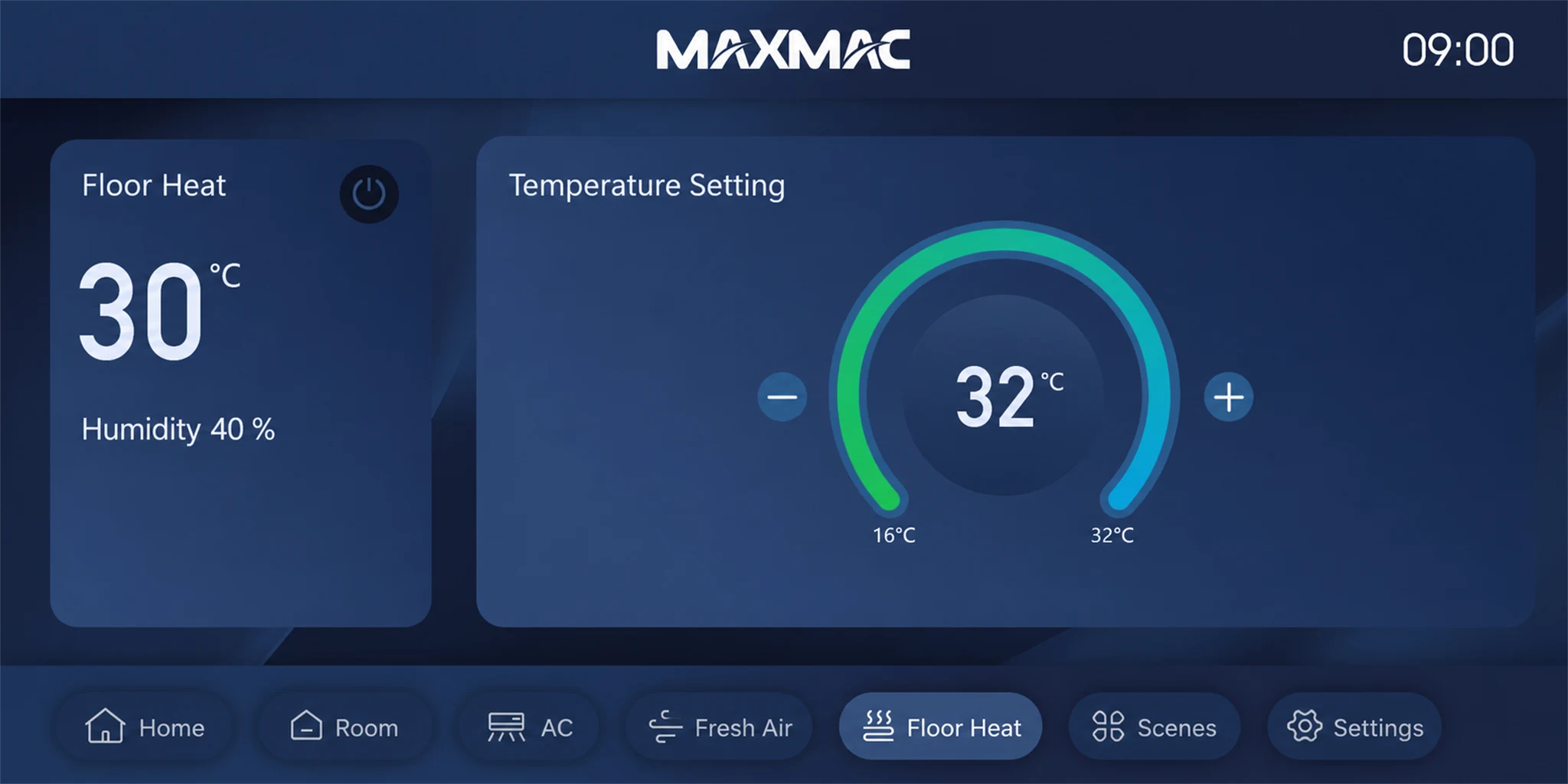 MAXMAC A23 floor-heating control interface